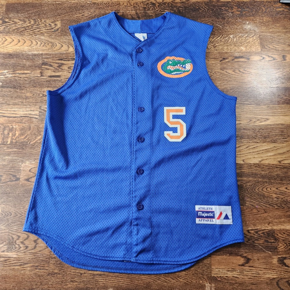 Vintage Majestic Athletic Florida Gators Jersey Sleeveless Number 5 Blue‎